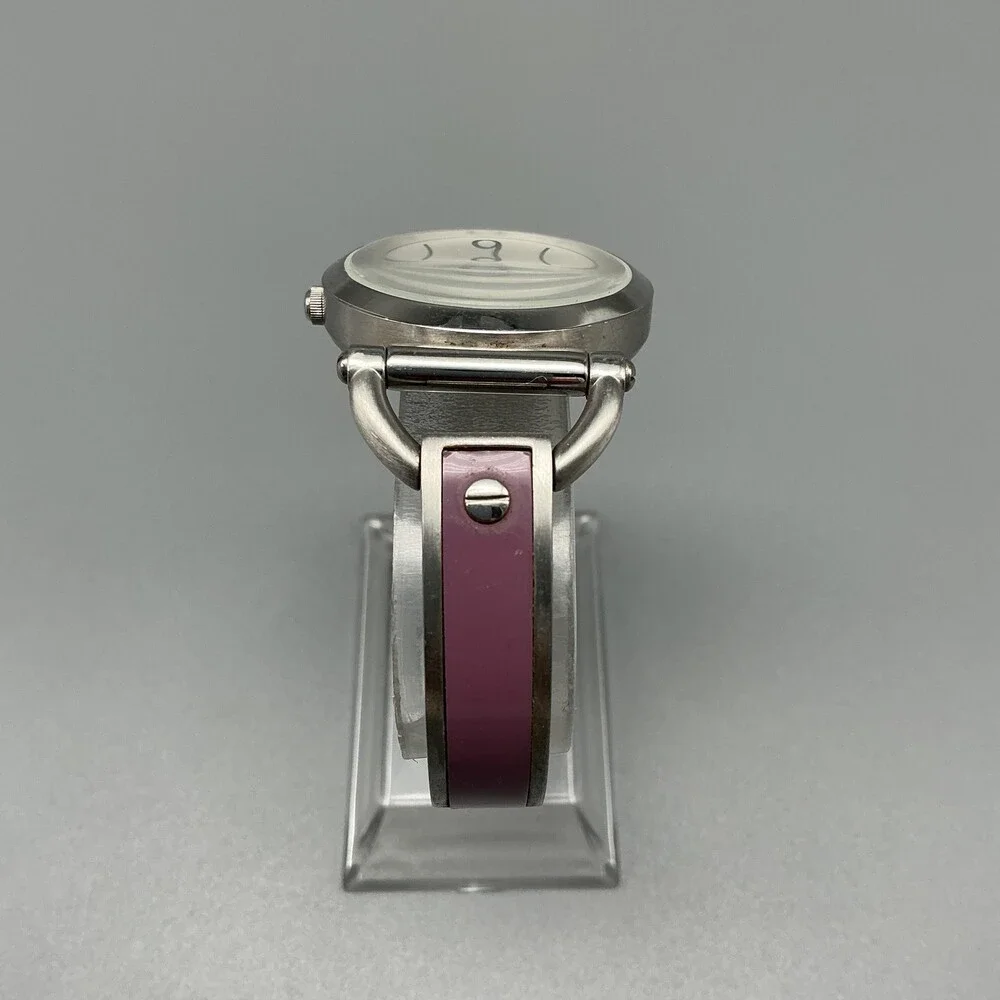 Fossil ES-2472 Womens Watch 30mm Silver Tone Purple Inlay Stainless New Battery